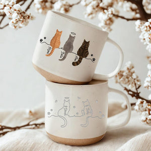 Personalised Cat Pottery Mug, Cat Memorial Gift, Cat Lovers Gift Cute Dog Cat Line Art Gift for Pet Mom/Pet Dad, Custom Cat's Name Mug