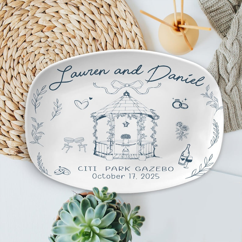 Custom Wedding Venue Platter Personalized Decorative Keepsake Plate with Names, Date & Location Wedding Gift Reception DECOR only