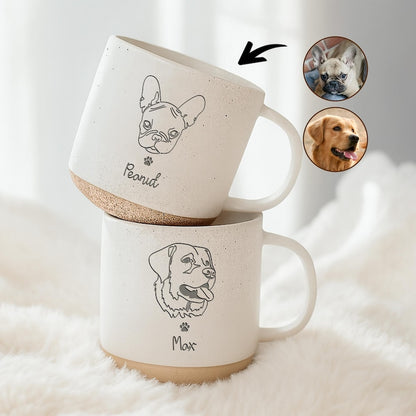 Personalized Cat Photo Engraved Pottery Mug with Name, Custom Pet Mug, Pet Lover Gift, Gift for Cat Mom, Cat Dad, Dog Lovers, Family Gifts