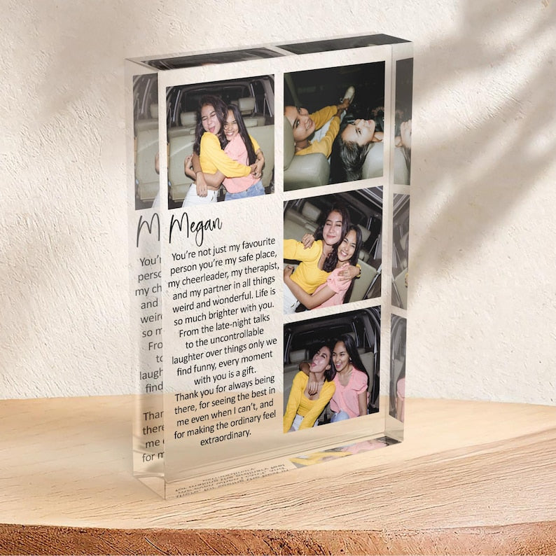 Personalised Best Friend Definition Thick Customized Acrylic Bestie Freestanding Plaque with Any Photo, Birthday Gift For Her, Sister
