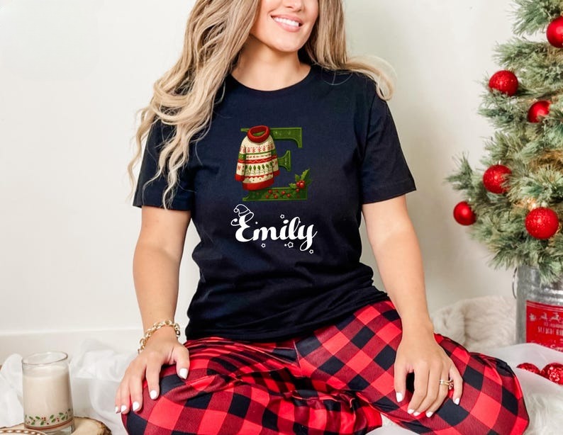 Personalized Christmas Family Name Shirt: Custom Monogram 2025