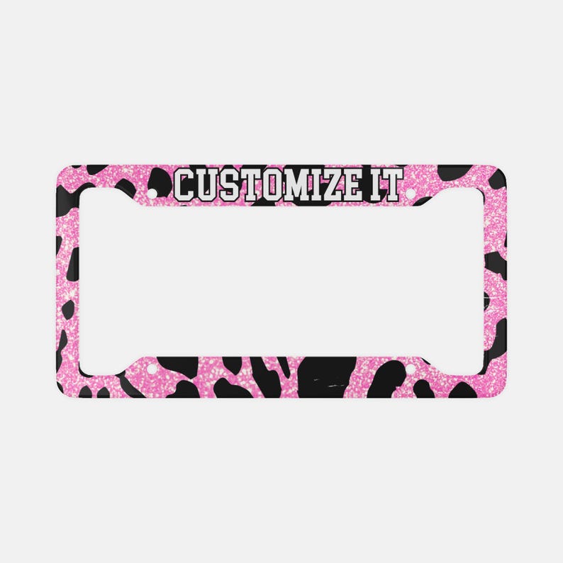 Leopard Print Custom License Plate Frame: Personalized Car Decor