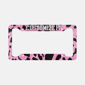 Leopard Print Custom License Plate Frame: Personalized Car Decor