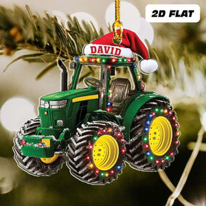 Personalized Tractor Christmas 2d Flat Ornament, Tractor Flat Ornament, Custom Name Tractor Ornament For Tractor Driver, Farmer Christmas