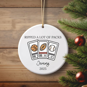 Funny Custom Card Collector Gifts for Men Women Sports Trading Card Collecting Personalized Christmas Ornament Baseball Football Dad Husband