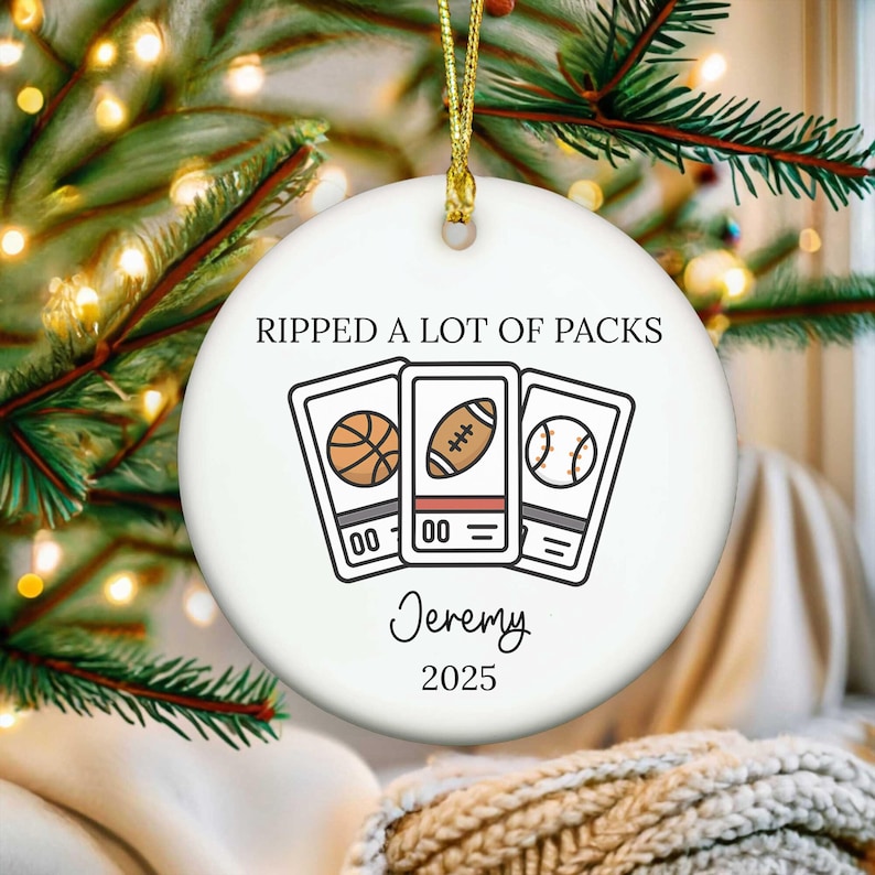 Funny Custom Card Collector Gifts for Men Women Sports Trading Card Collecting Personalized Christmas Ornament Baseball Football Dad Husband