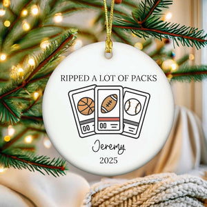 Funny Custom Card Collector Gifts for Men Women Sports Trading Card Collecting Personalized Christmas Ornament Baseball Football Dad Husband