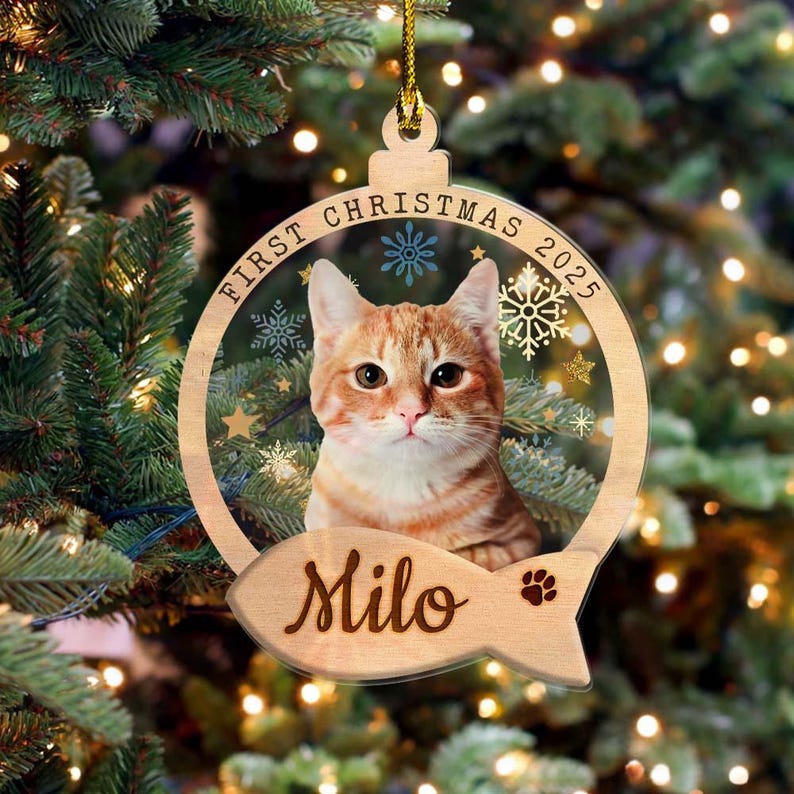 Personalized Cat Christmas Ornament, Pet Christmas Ornament, Pet Portrait Using Photo Ornament, First Christmas Ornament, Christmas Decor