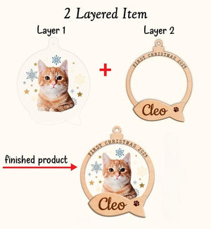 Personalized Cat Christmas Ornament, Pet Christmas Ornament, Pet Portrait Using Photo Ornament, First Christmas Ornament, Christmas Decor