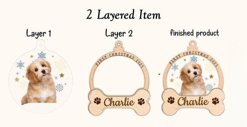 Personalized Dog First Christmas Ornament, Pet Ornament, Dog Portrait From Photo Ornament, Pet Christmas Gift, Christmas Decor