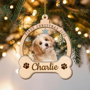Personalized Dog First Christmas Ornament, Pet Ornament, Dog Portrait From Photo Ornament, Pet Christmas Gift, Christmas Decor