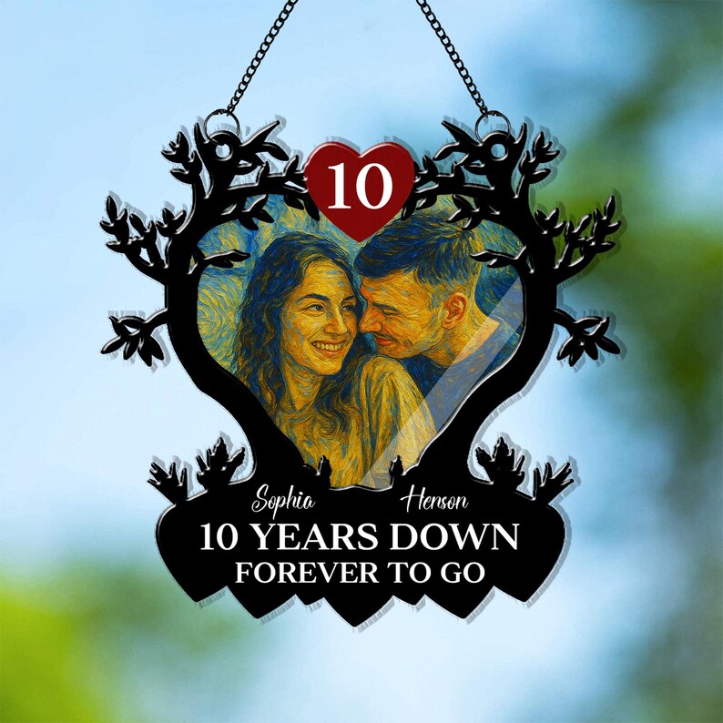 Custom Anniversary Wedding Couple 2 Layer Suncatcher, Parents Suncatcher Gift, Couple Keepsake Ornament, Wedding Gifts, Christmas Gift