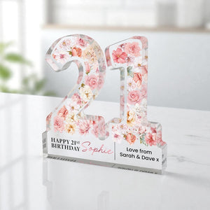 Personalised 21st Birthday Gift Plaque, Happy 21st Birthday Gift For Her, 21st Birthday Gifts, Pink Floral 21st Gift, Gift for Her