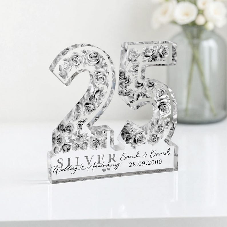 Personalised 25th Anniversary Gift, 25th Silver Anniversary Gift, Wedding Anniversary Gifts, 25th Anniversary Gift for Husband Wife Parents