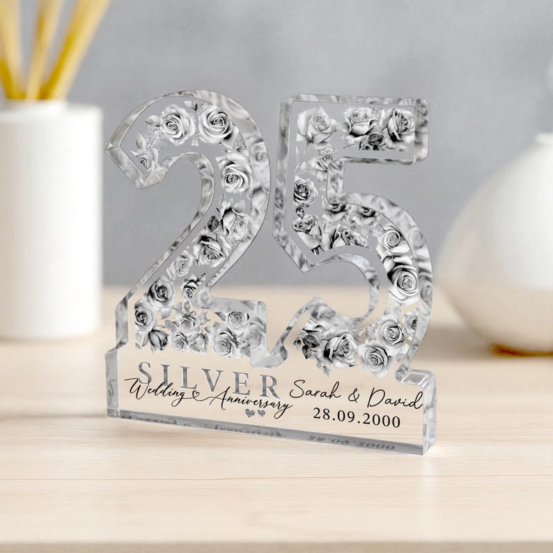 Personalised 25th Anniversary Gift, 25th Silver Anniversary Gift, Wedding Anniversary Gifts, 25th Anniversary Gift for Husband Wife Parents