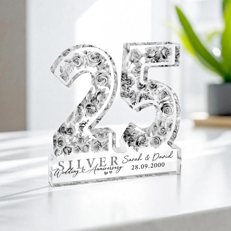 Personalised 25th Anniversary Gift, 25th Silver Anniversary Gift, Wedding Anniversary Gifts, 25th Anniversary Gift for Husband Wife Parents