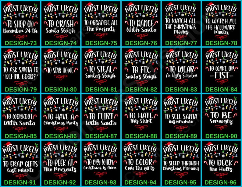 200 Quotes Most Likely Christmas Tee,Christmas Crew Shirt, holiday pajama, Matching Christmas Tee,Long Sleeve,Holiday shirts,Xmas family Tee