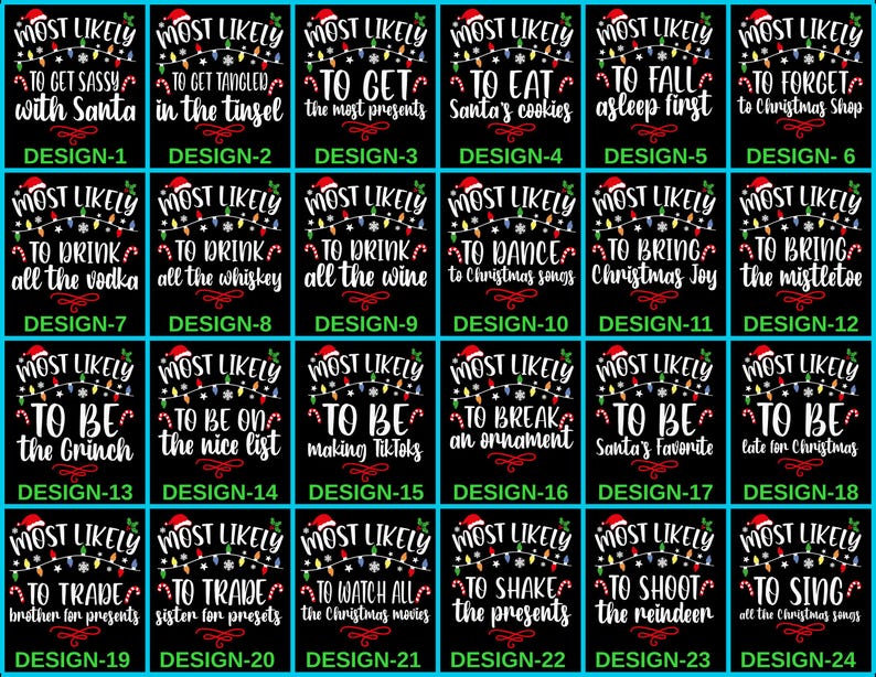 200 Quotes Most Likely Christmas Tee,Christmas Crew Shirt, holiday pajama, Matching Christmas Tee,Long Sleeve,Holiday shirts,Xmas family Tee