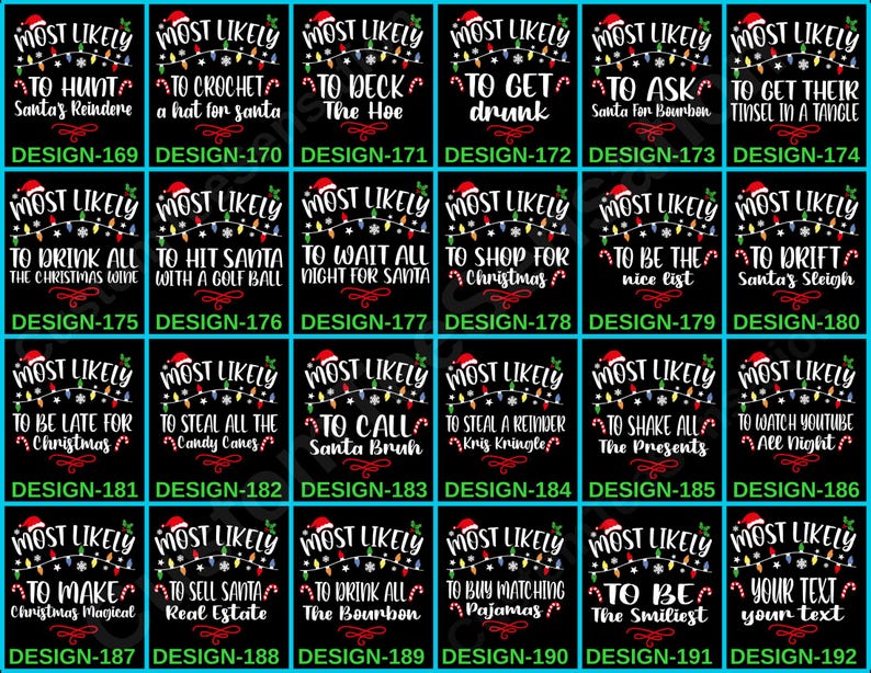 200 Quotes Most Likely Christmas Tee,Christmas Crew Shirt, holiday pajama, Matching Christmas Tee,Long Sleeve,Holiday shirts,Xmas family Tee