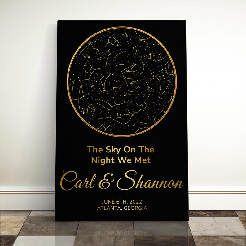 Canvas Print Star Map Wedding Gift For Couple 50th Anniversary Gift For Wife Star Print Night Sky Map Custom Romantic Gift For Girlfriend