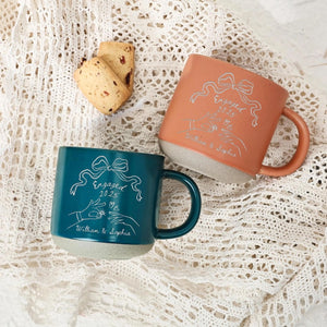 Personalised Engraved Engagement Pottery Mug, Engaged Ceramic Mug, Wedding Gift for Couple,Engagement Gift For Her,Anniversary Gift for Wife