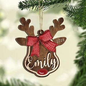 Personalized Reindeer Santa Ornament, Rudolph Ornament, Custom Name Ornament, Kids Christmas Gift, Family Ornament, Christmas Decoration