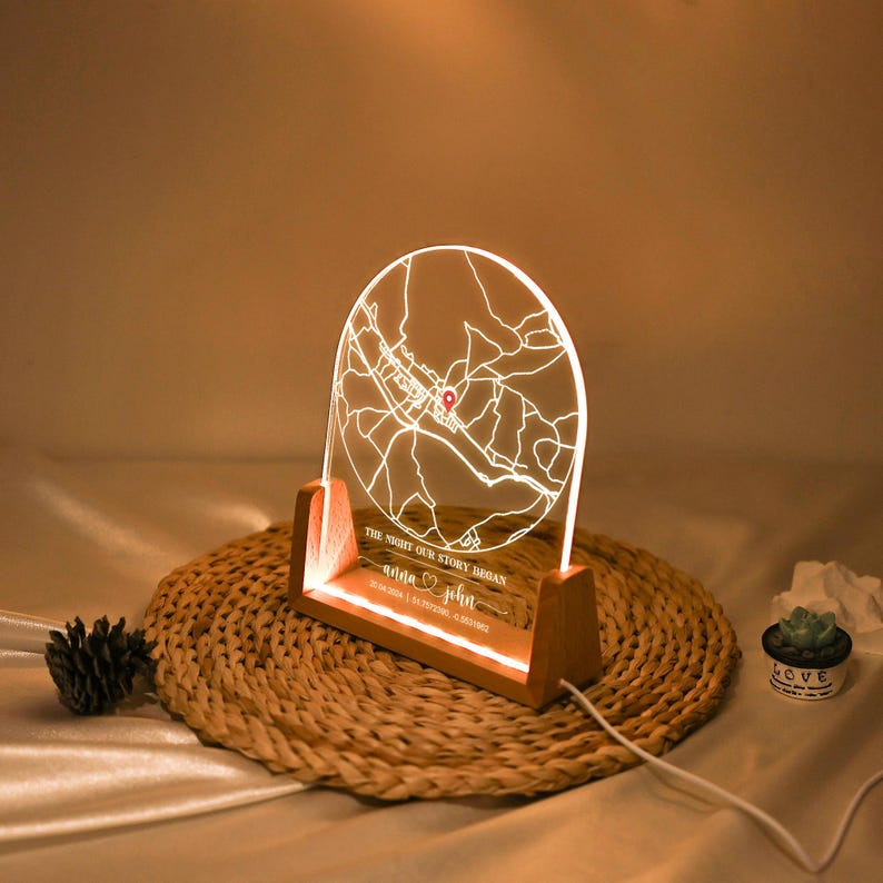 Personalized Star Map Night Light, Location Map with Name Lamp, Star and City Map Plaque, Engagement Constellation Lamp, Star Map by Date