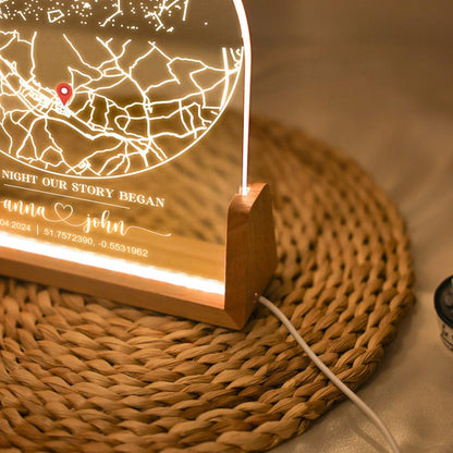 Personalized Star Map Night Light, Location Map with Name Lamp, Star and City Map Plaque, Engagement Constellation Lamp, Star Map by Date