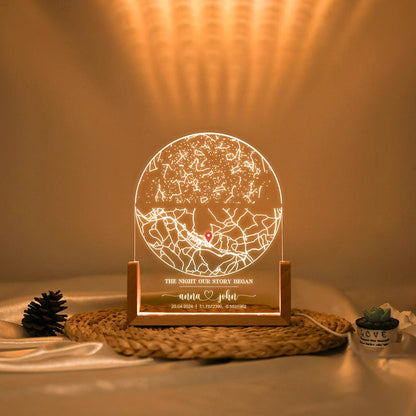 Personalized Star Map Night Light, Location Map with Name Lamp, Star and City Map Plaque, Engagement Constellation Lamp, Star Map by Date
