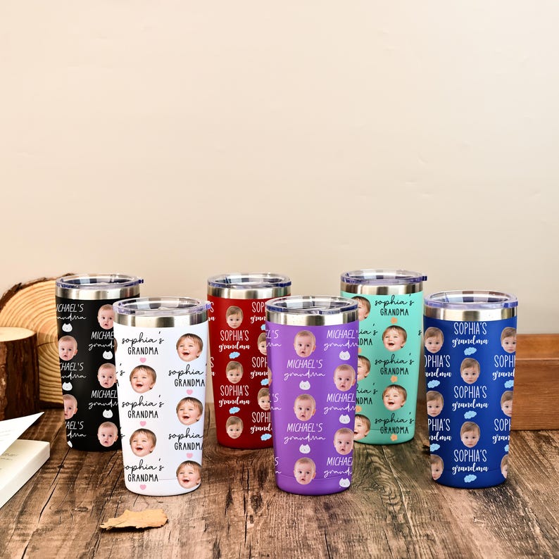 Personalized Photo Tumbler, Face Tumbler, Custom Photo Cup Gift for Mom, Gift for Grandma, Nana Gift for Gigi, Baby Face Tumbler