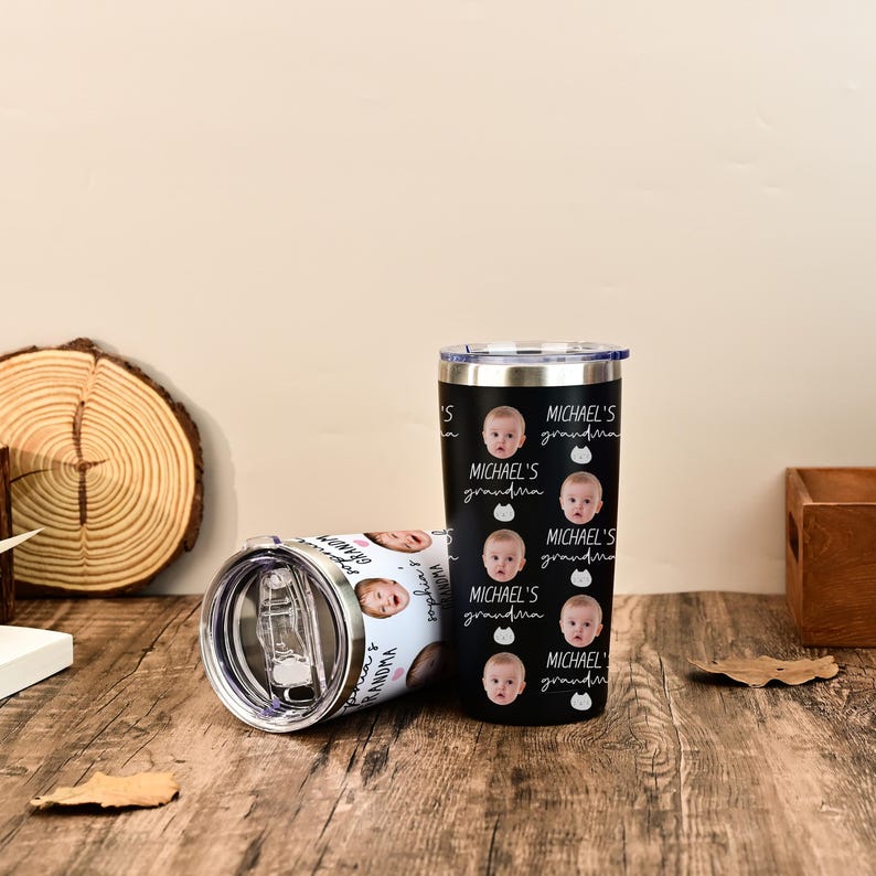 Personalized Photo Tumbler, Face Tumbler, Custom Photo Cup Gift for Mom, Gift for Grandma, Nana Gift for Gigi, Baby Face Tumbler