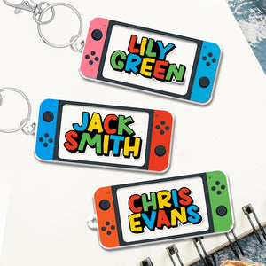 Gamer Backpack Name Tag, Personalized Boy Keychain, Bookbag Game Name Tag, Game Keychain for Backpack Boy, Kids Name Tag, Back To School (Only Circle tag)
