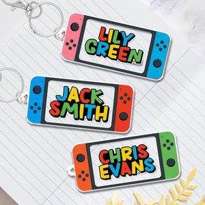 Gamer Backpack Name Tag, Personalized Boy Keychain, Bookbag Game Name Tag, Game Keychain for Backpack Boy, Kids Name Tag, Back To School (Only Circle tag)