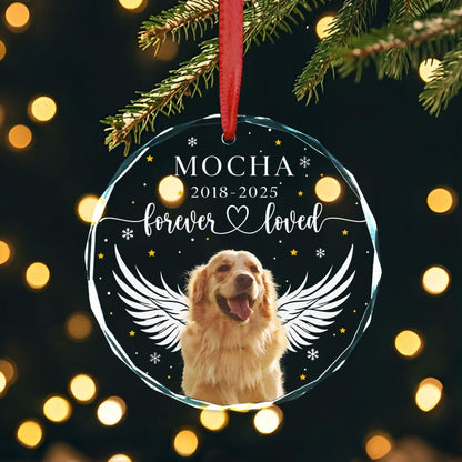 Personalized Pet Memorial Ornament, Custom Dog Photo Ornament, Cat Christmas Ornaments, Pet Memorial Keepsake, Forever Loved Sympathy Gift