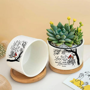 Memorial Plant Pot, Personalized Remembrance Planter with Cardinal Birds, Sympathy Gift for Loss of Loved One, Custom Quote Succulent Pot