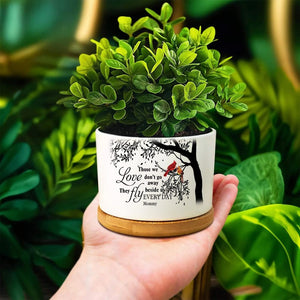 Memorial Plant Pot, Personalized Remembrance Planter with Cardinal Birds, Sympathy Gift for Loss of Loved One, Custom Quote Succulent Pot