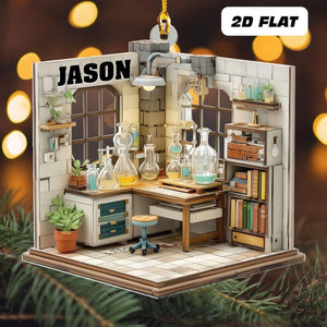 Personalized Science Lab Acrylic Christmas Ornament, Chemistry Classroom Decor, Lab Room Plastic Ornament, Gift For Scientists, Class Gift