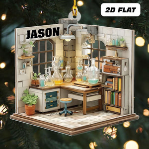 Personalized Science Lab Acrylic Christmas Ornament, Chemistry Classroom Decor, Lab Room Plastic Ornament, Gift For Scientists, Class Gift