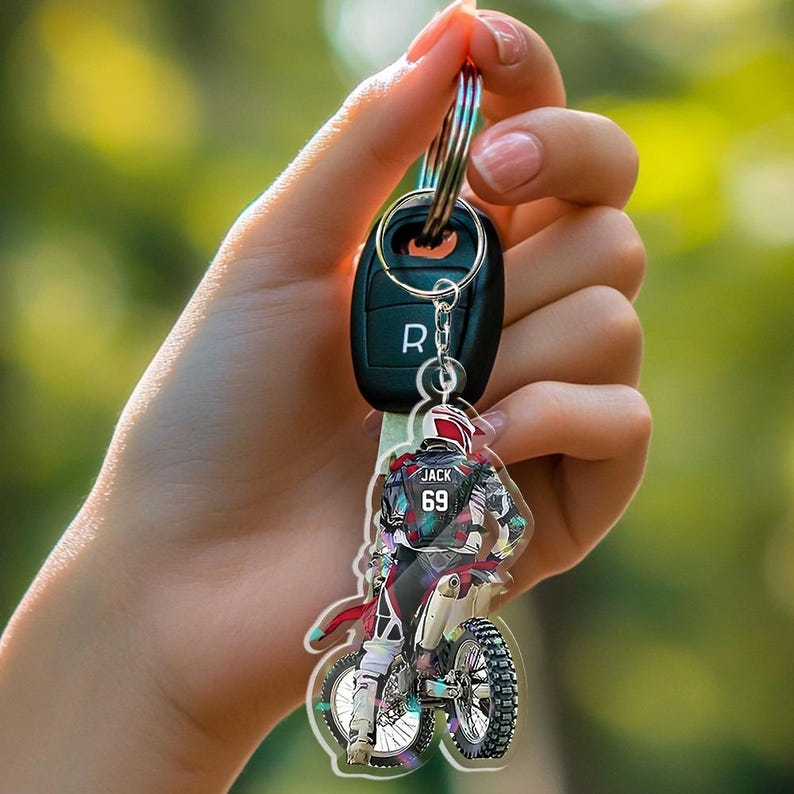 Personalized Motocross Ornament, Custom Dirt Bike Rider Name & Number, 2D Acrylic Christmas Tree Decoration For Biker Gift, Motocross Gift