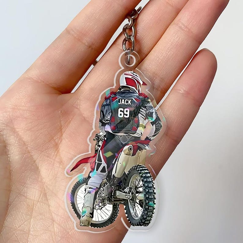 Personalized Motocross Ornament, Custom Dirt Bike Rider Name & Number, 2D Acrylic Christmas Tree Decoration For Biker Gift, Motocross Gift
