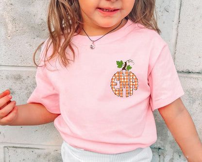 Toddler Monogram Pumpkin Shirt, Personalized Initials Toddler Shirt, Kids Fall Shirt, Thanksgiving Kids Name Tee, Cute Fall Monogram Shirt