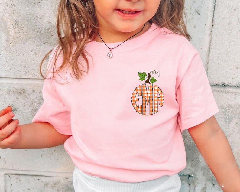 Toddler Monogram Pumpkin Shirt, Personalized Initials Toddler Shirt, Kids Fall Shirt, Thanksgiving Kids Name Tee, Cute Fall Monogram Shirt