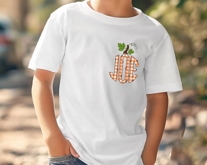 Toddler Monogram Pumpkin Shirt, Personalized Initials Toddler Shirt, Kids Fall Shirt, Thanksgiving Kids Name Tee, Cute Fall Monogram Shirt