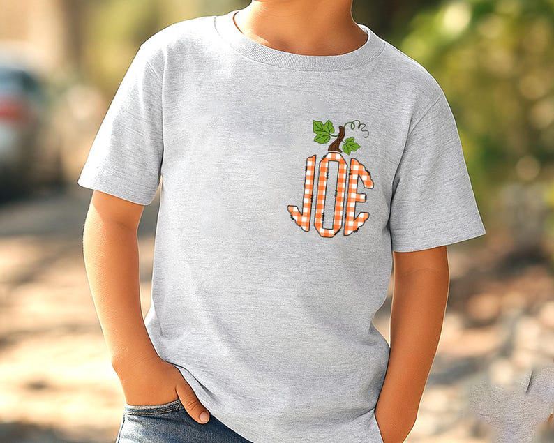 Toddler Monogram Pumpkin Shirt, Personalized Initials Toddler Shirt, Kids Fall Shirt, Thanksgiving Kids Name Tee, Cute Fall Monogram Shirt