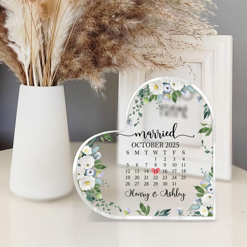 Personalized Wedding Gift, Married Calendar Acrylic Plaque, Wedding Gift for Couple, Married Plaque Gift for Couple, Wedding Keepsake Gift