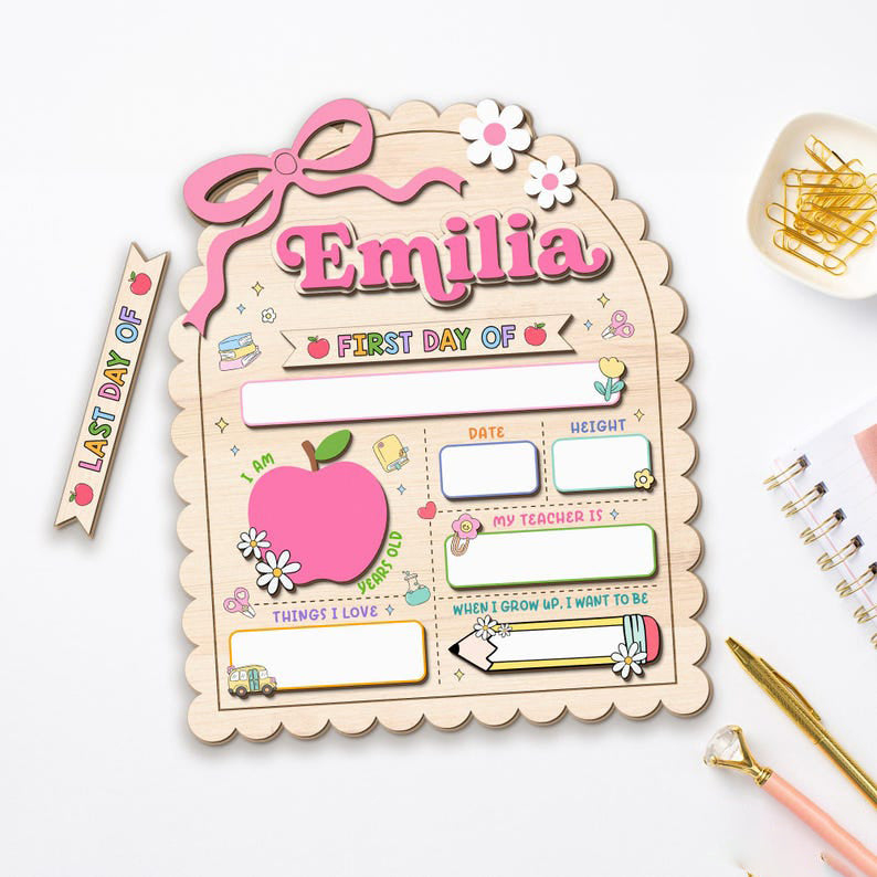 Personalized First Day Of School Sign, Back To School Sign, Kindergarten First and Last Day of School Board, 1st Day of School Wood Sign