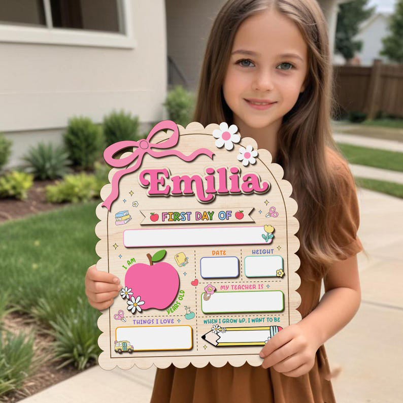 Personalized First Day Of School Sign, Back To School Sign, Kindergarten First and Last Day of School Board, 1st Day of School Wood Sign