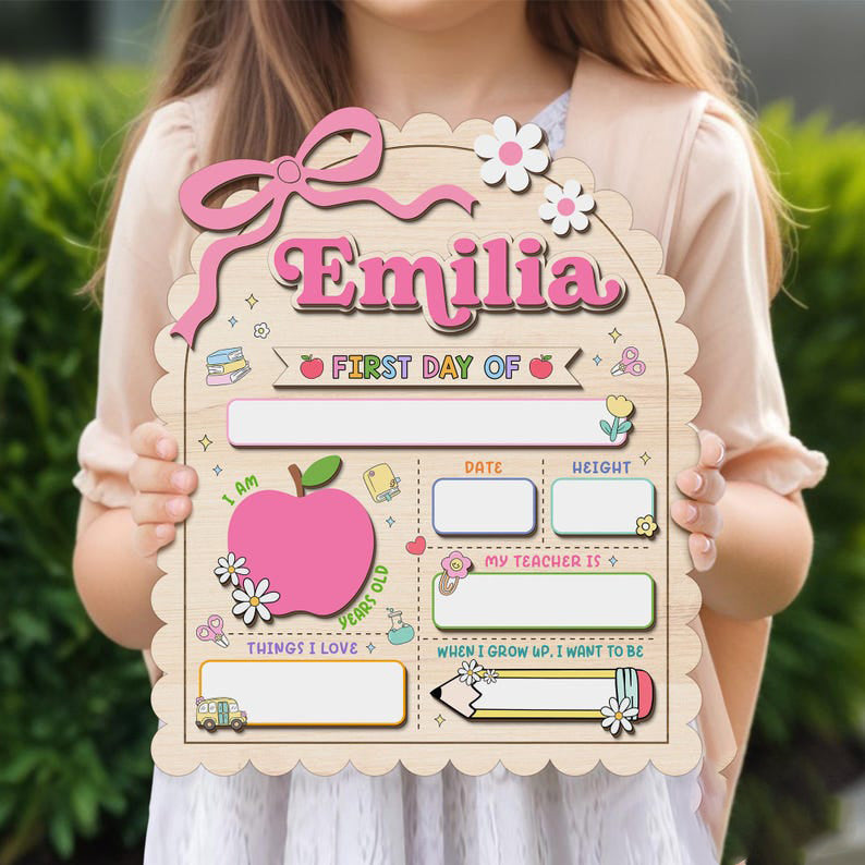 Personalized First Day Of School Sign, Back To School Sign, Kindergarten First and Last Day of School Board, 1st Day of School Wood Sign