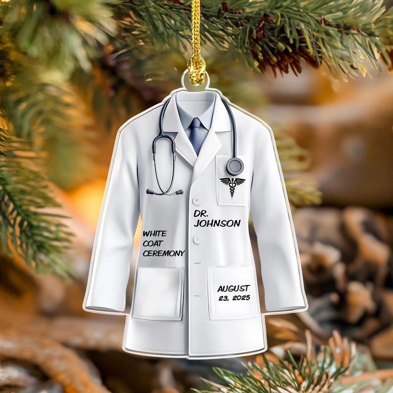 White Coat Ceremony Ornament, Personalized Doctor White Medical Coat Christmas Ornament, Medical School Gift, Doctor Lab Coat,Gift for Nurse