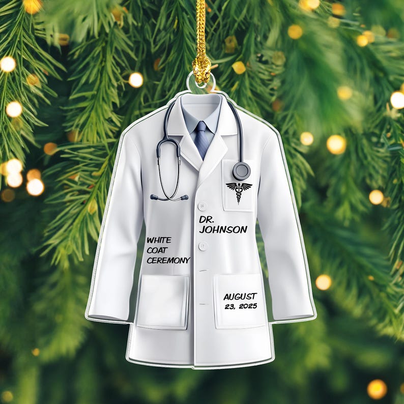 White Coat Ceremony Ornament, Personalized Doctor White Medical Coat Christmas Ornament, Medical School Gift, Doctor Lab Coat,Gift for Nurse